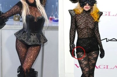 Lady Gaga in fishnets at her party in New York, but the attention is on her thong